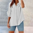 thumbnail image 2 of Linen Shirt For Women Breathable Tops Loose Crewneck Tops Womens Daily T Shirts Summer Shirts For Women 2025 Summer Dresses for Women Casual Outfits, 2 of 5