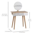 thumbnail image 2 of Oak & White Vanity Desk with Adjustable Mirror | Bedroom Dressing Table with Drawer | 27.6" x 15.4" Compact Design, 2 of 7