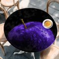 thumbnail image 2 of Purple Fruit Round Tablecloth, Fitted Table Cover with Elastic for 55"-60" Round Tables, Modern Minimalist Decor Black Background Table Cloth Outdoor Indoor Dinning Party Waterproof Tablecloths, 2 of 7