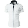 thumbnail image 2 of H2H Mens Casual Slim Fit Button-Down Dress Shirts Short Sleeves Solid Colors WHITE US M/Asia L (CMTSTS046), 2 of 6