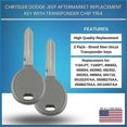 thumbnail image 3 of 2-Pack Aftermarket Uncut Ignition Key Replacements with Transponder Chip -, 3 of 5