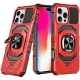 thumbnail image 2 of For Apple iPhone 16 Pro Max (6.9") Hybrid Dual Layer with Rotate Magnetic Ring Stand Holder Kickstand, Rugged Shockproof Cover ,Xpm Phone Case [ Red ], 2 of 11