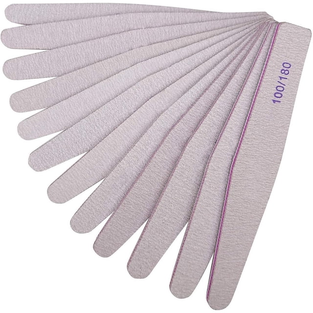 BallHull Professional Nail Files 100/180 Grit - Double Sided Emery Board for Acrylic & Natural Nails, 7 Inch