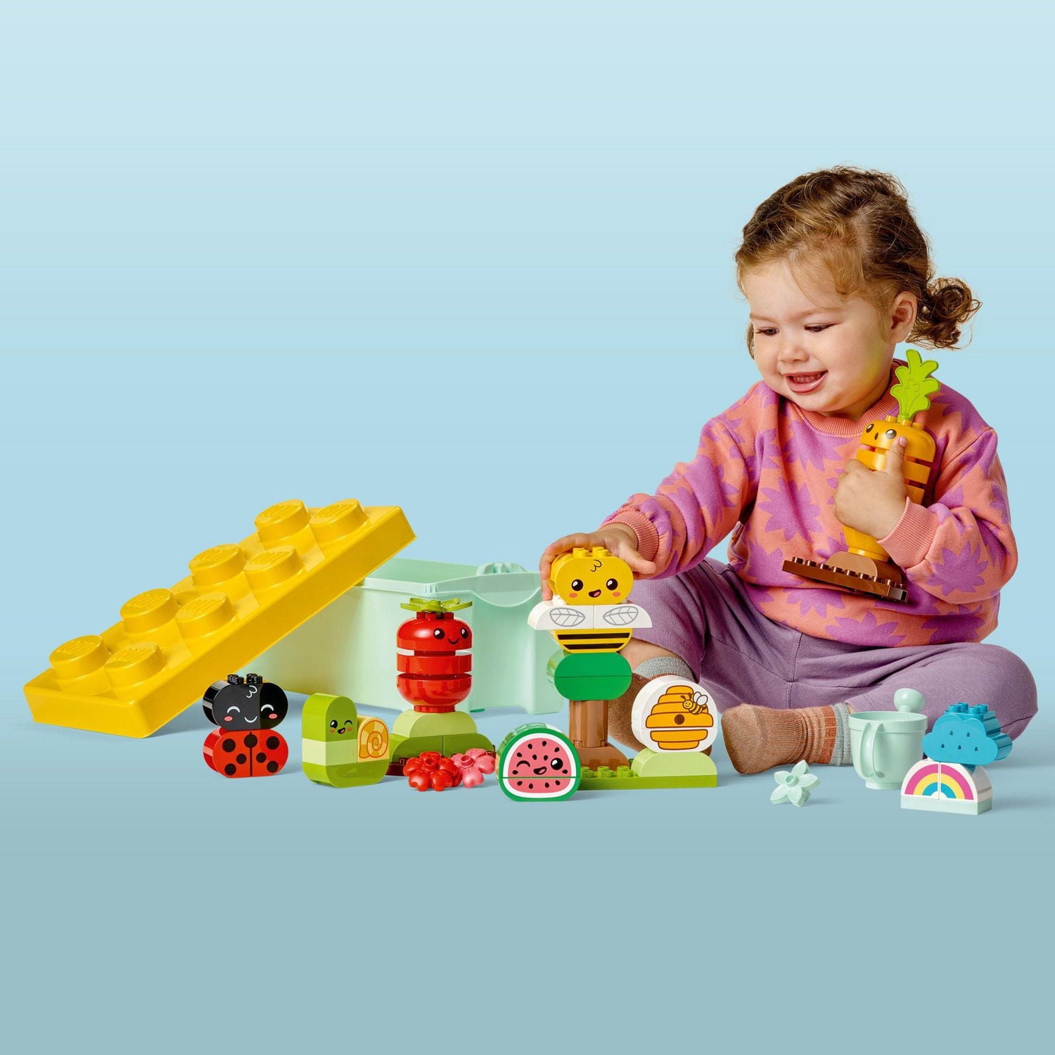 LEGO DUPLO My First Organic Garden Brick Box 10984, Stacking Toys for Babies and Toddlers 1.5+ Years Old, Learning Toy with Ladybug, Bumblebee, Fruit & Veg, Sensory Toy for Kids