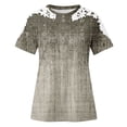 thumbnail image 4 of safuny Women's Trendy Loose Lace Raglan Tops Clearance Solid Tops Short Sleeve Tees Round Neck Shirts Vintage Clothing 2024 Fashion Summer Khaki, 4 of 4