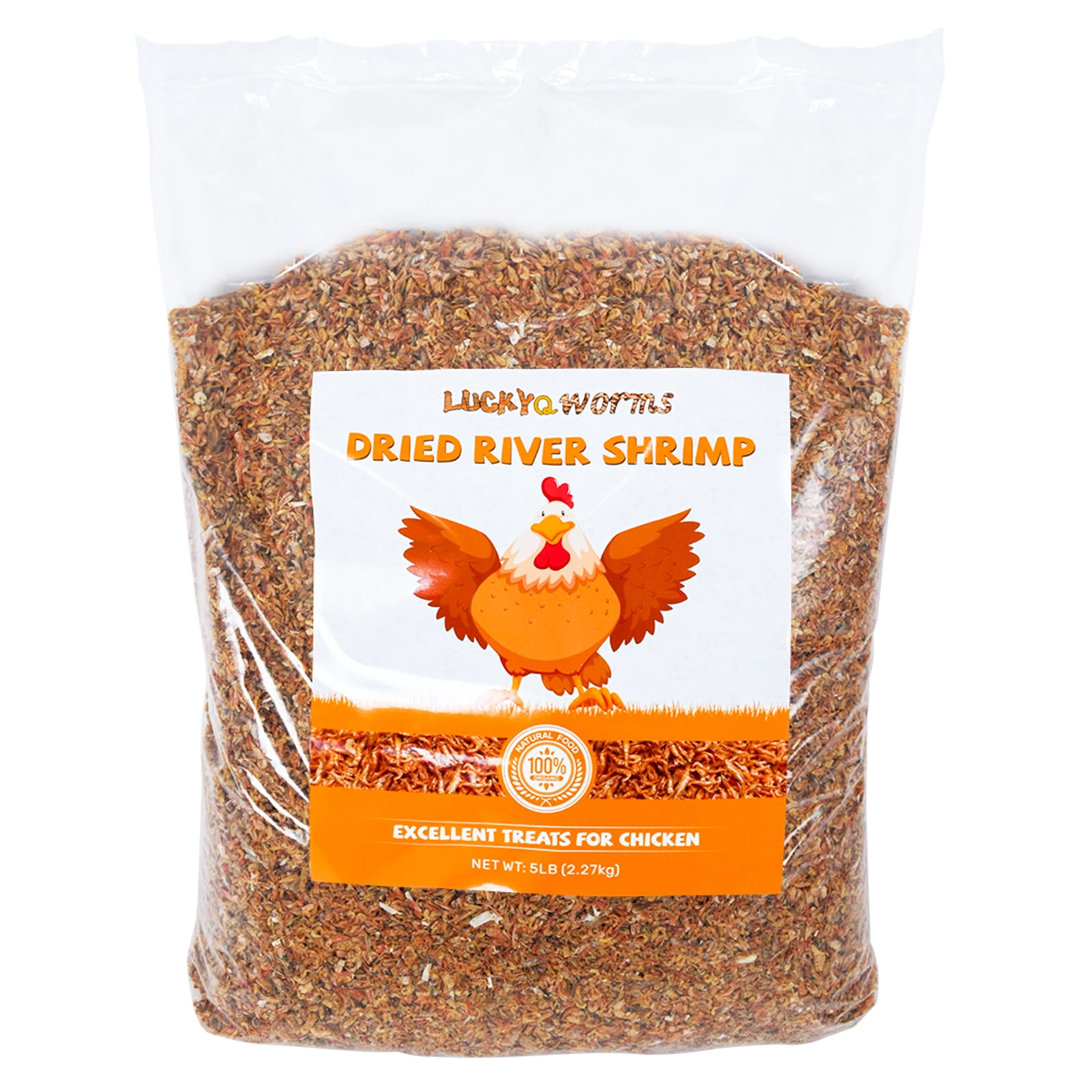 LuckyQworms 5lbs Dried River Shrimp for Chickens, Turtle Treats for Fish, Amphibians and Reptiles, Sugar Gliders, Hedgehogs, Tropical Fish