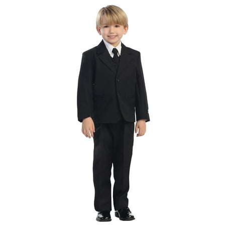 Avery Hill 5-Piece Boy's 2-Button Dress Suit Set - Black, Charcoal, Navy,