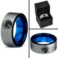 thumbnail image 4 of Tungsten Legendary Mythical Unicorn Band Ring 8mm Men Women Comfort Fit Blue Flat Cut Brushed Gray Polished, 4 of 4