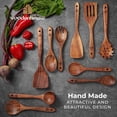 thumbnail image 3 of Wooden Spoons for Cooking, Kitchen Utensil Set, 10 Pcs Cooking Utensils Set for Nonstick Pans & Cookware &acirc; Study Teak Wood, Lightweight & Heat R, 3 of 8