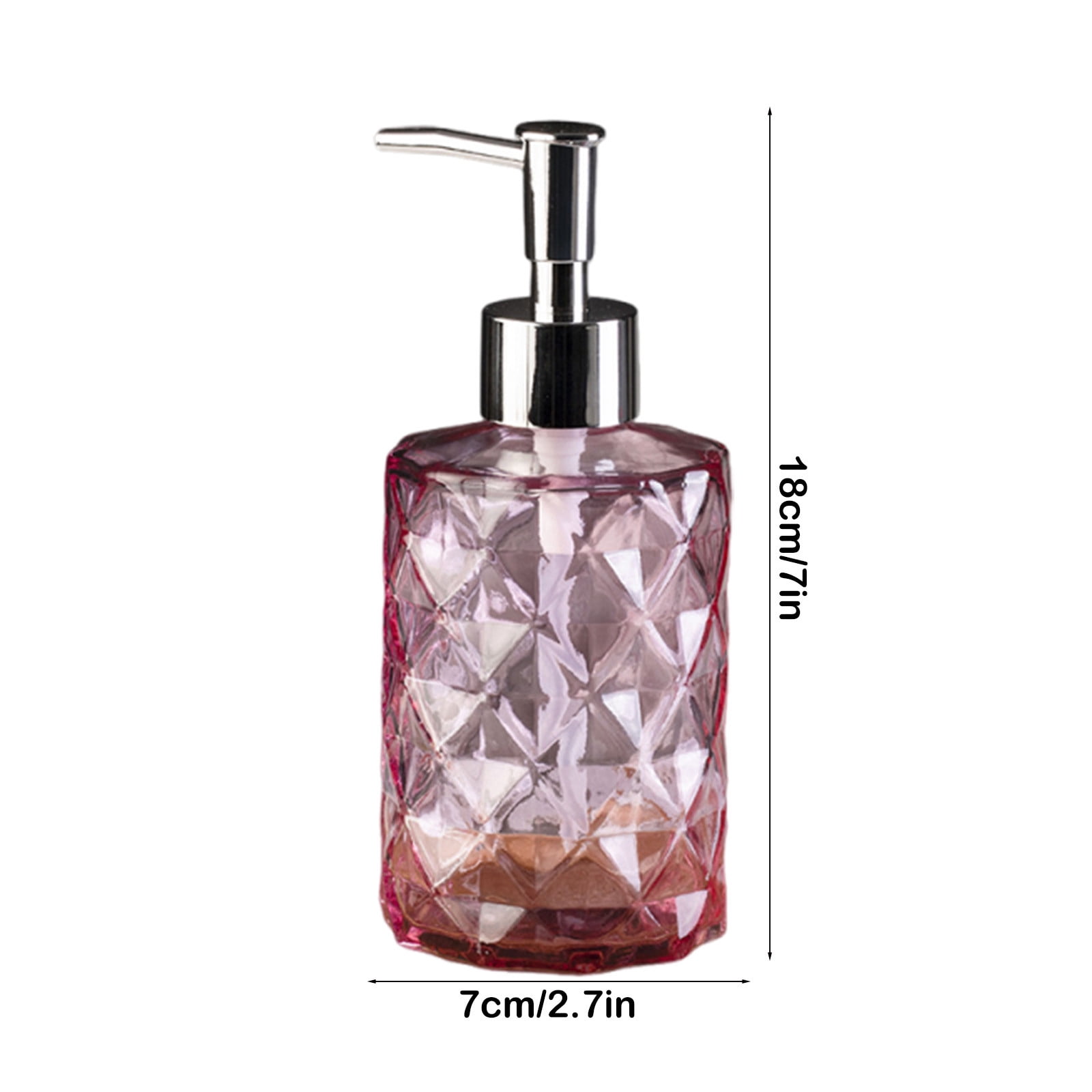 YiJuHui 4pcs Refillable Glass Soap Dispenser Pump Bottle with Diamond Pattern Design for Kitchen and Bathroom Decor