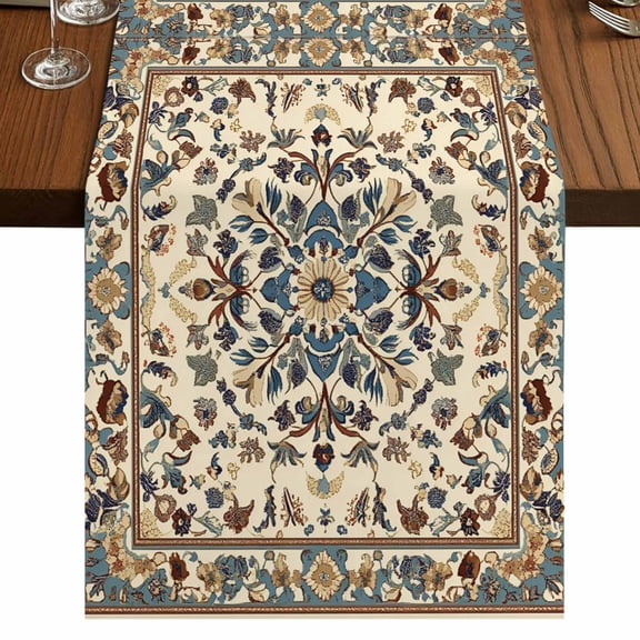 Boho Southwestern 36 Inch Table Runner, Vintage Retro Geometric Ethnic Farmhouse Dresser Scarf Cotton & Linen Tablerunner for Dining/Kitchen Island/Holiday Party Décor Small 13" x 36"