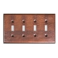 thumbnail image 1 of Monarch Pure Copper Hammered Quad Switch Wall Plate / Switch Plate, 1 of 9