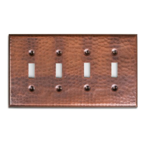 Monarch Pure Copper Hammered Quad Switch Wall Plate / Switch Plate
