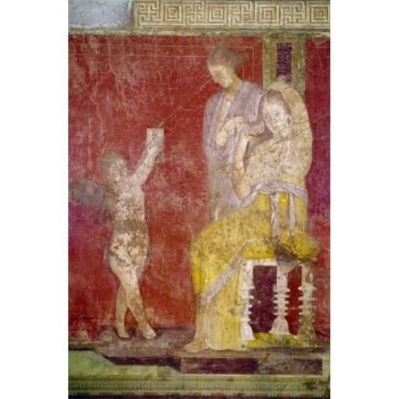 Posterazzi SAL3815395641 Italy Pompeii Villa of the Mysteries No. 3 Fresco Circa 60-50 B.C. Roman Art Poster Print - 18 x 24 in.