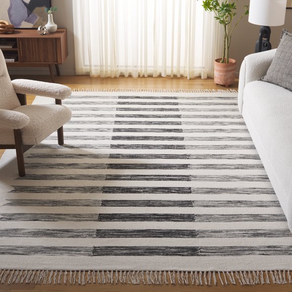 SAFAVIEH Kilim Christal Striped Area Rug, Ivory/Black, 8' x 10'