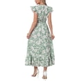 thumbnail image 3 of Women Floral Dresses Summer Bohemian V Neck Cap Sleeveless A-Line Maxi Sun Dress S Green, 3 of 6