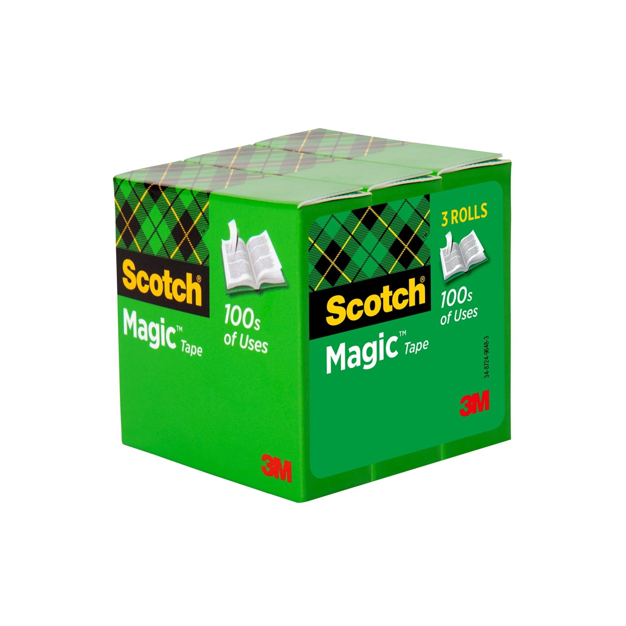 Scotch Magic Tape 1" x 2592" 3" Core 3/Pack, Clear