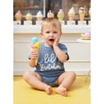 thumbnail image 5 of BemeyourBBs INewborn Baby Boy Little Brother Outfits Lil Brother Romper Summer Clothes Short Sleeve Letters Embroidery Waffle Knit Jumpsuit One Piece, 5 of 9