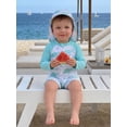 thumbnail image 6 of BemeyourBBs Toddler Baby Boy Shark One Piece Swimsuit with Sun Hat Infant Boys Bathing Suit Long Sleeve Rash Guard UPF 50+ Ocean Theme Print Zipper Swimwear Summer Pool Beachwear, 6 of 9