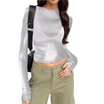 thumbnail image 2 of Ladies Soft Thermal Underwear Cold Weather Long Sleeve Crew Neck Crop Solid Color Tight Slim Shirt Yoga Fashion Thicken Plush Winter Warm Lined Base Layer Casual, 2 of 3