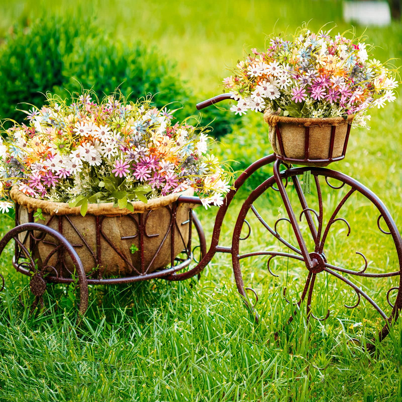 12 Bundles Wildflowers Artificial Flowers Outdoor Fake Daisy UV Resistant Silk Wild Flower Bouquets Faux Plants Plastic Greenery for Decoration Floral Arrangements Home Décor (Mix)
