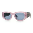 thumbnail image 5 of Womens Squared Rectangle Frost Matte Thick Temple Plastic Mod Sunglasses Pink - Black, 5 of 8