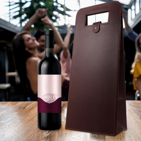 ELAYARD 1Pc Brown Wine Bottle Bag Portable Tote with Handle Durable and Stylish for Wine Storage