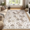 thumbnail image 3 of MJIAexp 8'x10' Moroccan Area Rug Washable Bedroom Rug Vintage Boho Area Rug Non-Slip Accent Throw Rug Stain Resistant Floor Carpet for Kitchen Entryway Living Room Office Boho Beige, 3 of 9