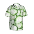 thumbnail image 2 of Men's Casual Button Down Short Sleeve Hawaiian Shirts,Cucumber Slice Shirts Regular Fit Beach Summer Shirts with Front Pocket,XL, 2 of 7