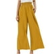 thumbnail image 1 of Pantalones largos de pierna ancha informales de algodón sólido con cordón de lino y cintura elástica para mujer Fridja  hfkajh101529, 1 of 9