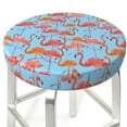thumbnail image 3 of Kdxio Flamingo Print Stool Covers Round,Stretch Round Bar Stool Covers Washable Bar Stool Cushion Slipcover for 12-15 Inch Chair, 3 of 7