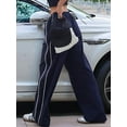 thumbnail image 6 of Womens Parachute Pants Wide Leg Baggy Pants Y2K Elastic Waist Jogger Sweatpants Track Pants Streetwear Navy Blue XL, 6 of 8