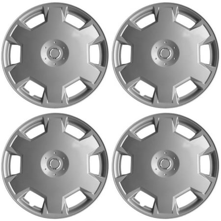 OxGord Hub-caps for 07-16 Nissan Versa (Pack of 4) Wheel Covers 15 inch Snap-on Silver