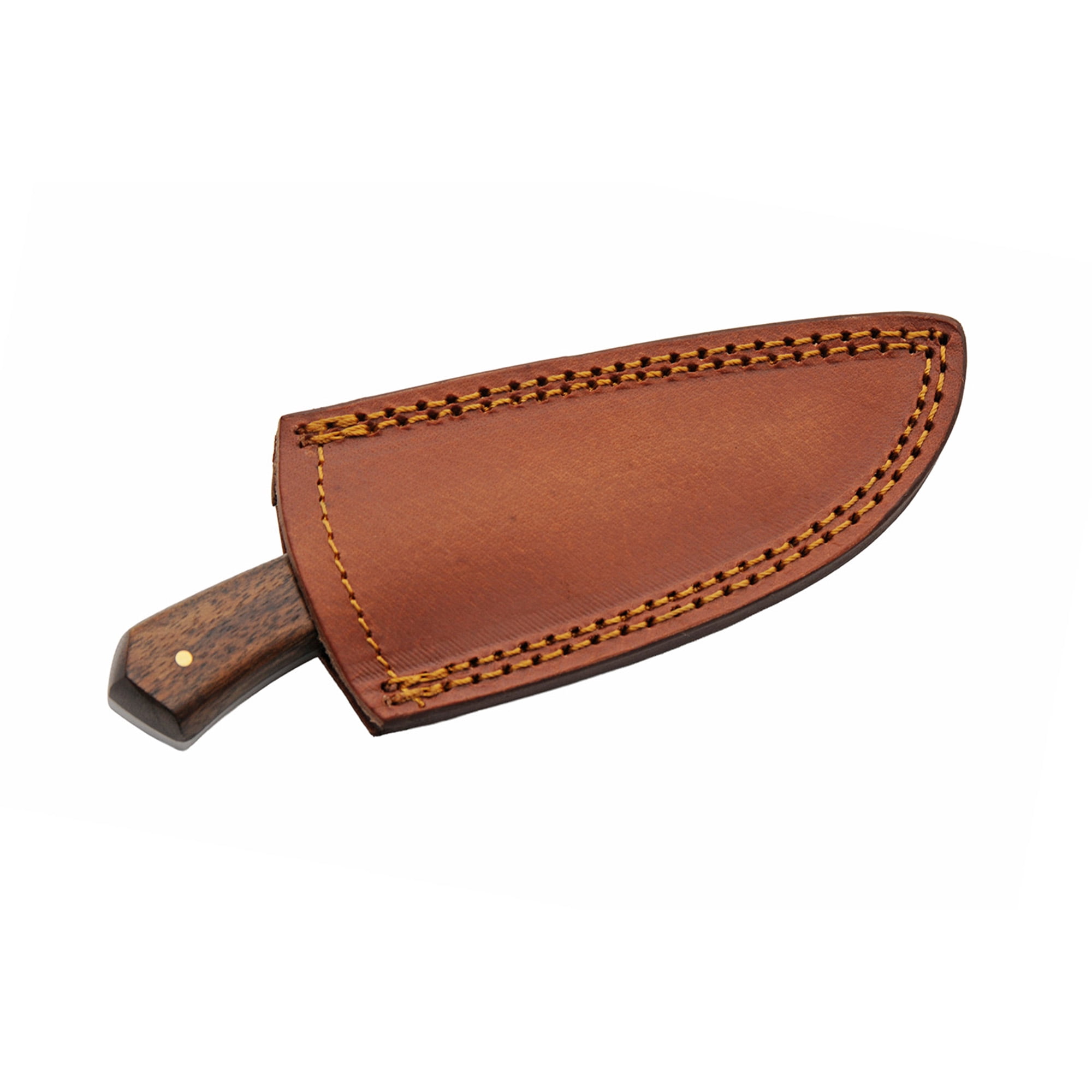 SANZ 6.5 Inch Bronze Baron Skinner Knife Damascus Blade Walnut Handle Full Tang Outdoor Hunting Knife With Leather Sheath Filework Design