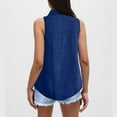 thumbnail image 6 of lmcalzta Womens Button down Tank Tops Sleeveless Lapel Collar Shirt Tanks Summer Work Business Casual Linen Shirt Blouses, 6 of 7