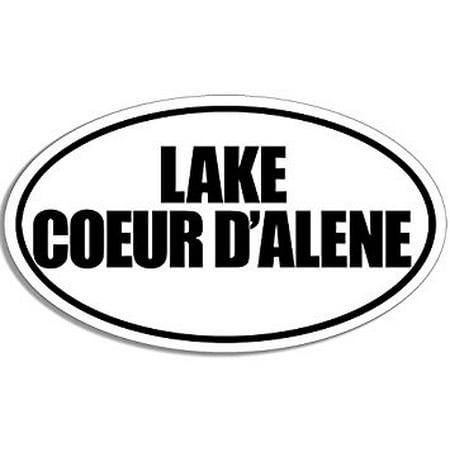 B/W OVAL Coeur D'alene Lake Sticker Decal (Idaho Kootenai city) Size: 3 x 5
