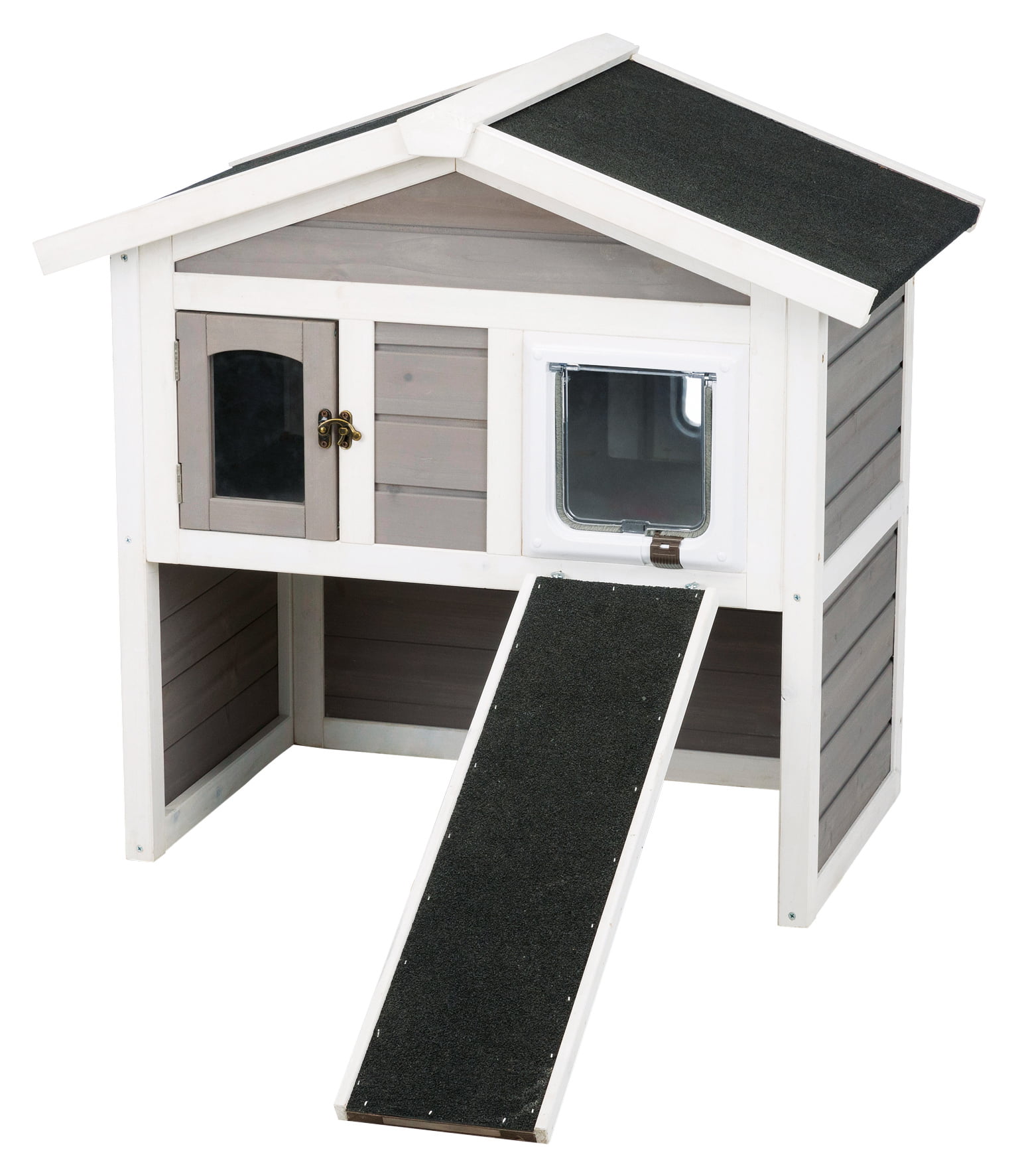Trixie Pet  Products 2 Story Cottage Outdoor Cat  House  Gray 30 in Walmart com Walmart com
