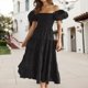 thumbnail image 5 of Vestido Maxi Informal Vestido maxi casual de manga hinchada Una línea de mujeres sin respaldo Traje diario (Negro M) Ygjytge para Mujer Negro T M, 5 of 7