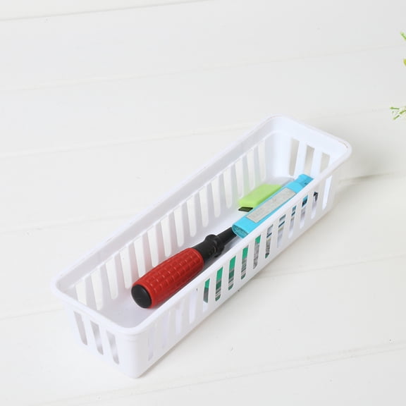 6-Pack Plastic Rectangular Chopsticks Holders Storage Trays Hollow Organizer Baskets for Kitchen and Home, Assorted Colors