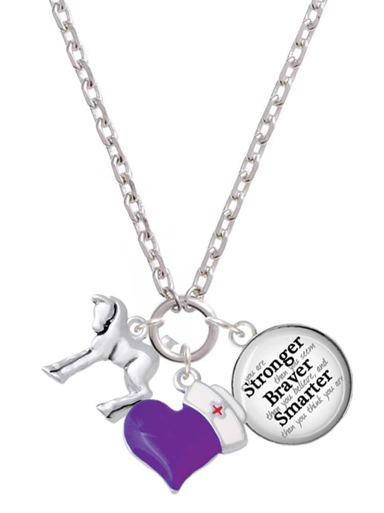 Delight Jewelry Silvertone Equestrian Horse - Purple Heart Nurse Strong Zoe Necklace