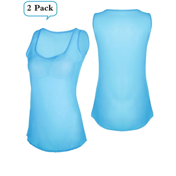 Set of 2 Women's Chiffon Tank Tops Scoop Neck Sleeveless Tank Tops Soft Lightweigh Sleeveless Tops Loose Blouses Tank Tops,Plus Size S-2XL