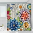 thumbnail image 3 of Boho Floral Shower Curtain Bright Colorful Blossom Mandala Flower Bathroom Curtains Beautiful Vintage Garden Nature Botanical Bathtub Decor Include Hooks 84 x 70 in, 3 of 6