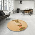 thumbnail image 3 of Ahgly Company Indoor Round Patterned Papaya Orange Area Rugs, 5' Round, 3 of 6