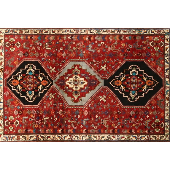 Ahgly Company Machine Washable Indoor Rectangle Traditional Tomato Red Area Rugs, 10' x 13'