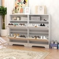 thumbnail image 4 of Shoe Cabinet for Entryway, Slim Shoe Storage Cabinet with 2 Flip Drawers and Open Shelf, 3-Tier Wooden Shoe Rack Cabinet, 4 of 7