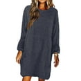 thumbnail image 1 of Frontwalk Womens Long Fuzzy Fleece Sweatshirt Pullover Fluffy Thermal Oversized Baggy Sweater Dress Round Neck Tunic Dress, 1 of 2