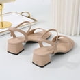 thumbnail image 6 of Women's Open Toe Ankle Strap Glitter Low Block Chunky Heels Sandals Dress Pumps Classic Block Heel Sandals for Women, Comfortable Open Toe Low Chunky Heels Party Dress Pumps Shoes, 6 of 8