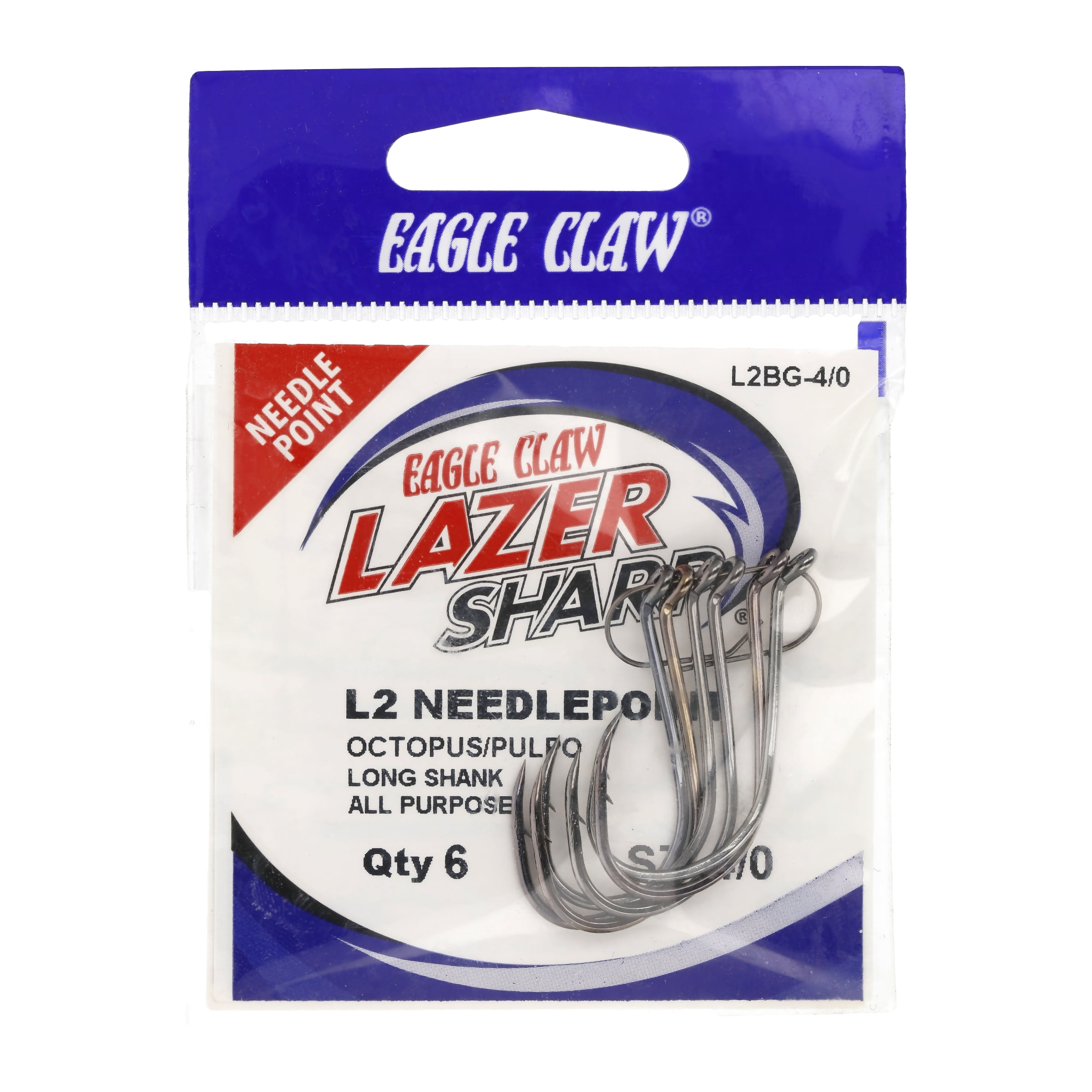 LOT OF 6 （30）Eagle Claw Lazer Sharp Bronze Weighted Worm Hooks 4/0 