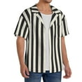 thumbnail image 2 of KLL Black And White Thick Stripes Print Men's Shirt Short Sleeve Button Down Summer Cuba Beach Shirts- XX-Large, 2 of 5