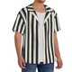 thumbnail image 2 of Fotbe Black And White Thick Stripes Camisa Estampada de Manga Corta para Hombre, Casual de Verano, Estilo Playero, Sin Arrugas-Small, 2 of 5